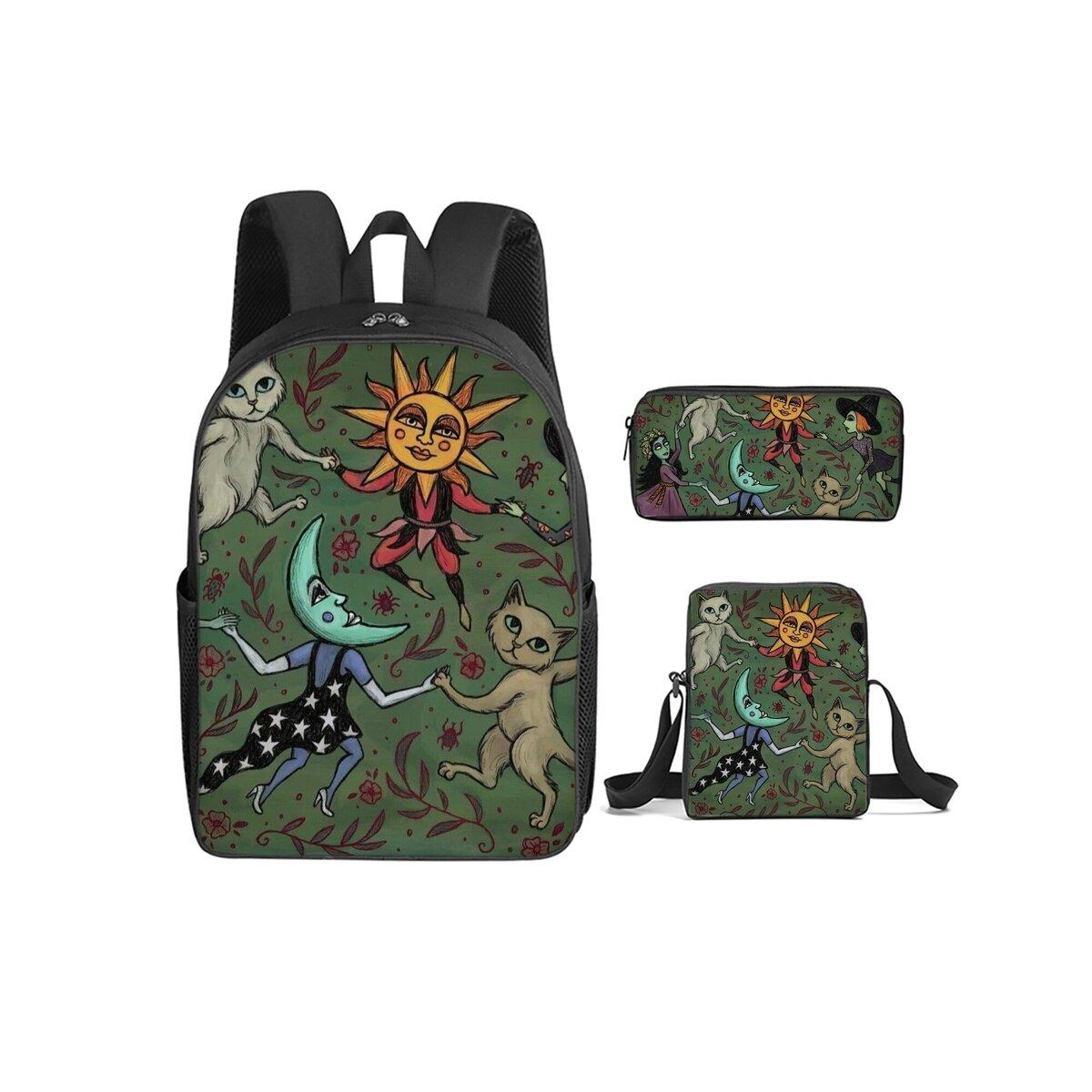 Magische Drank Print 3 Stuks/Set Rugzak met Schoudertas, Etui voor Jongen/Meisje Beste Cadeau Cartoon Student Schooltassen