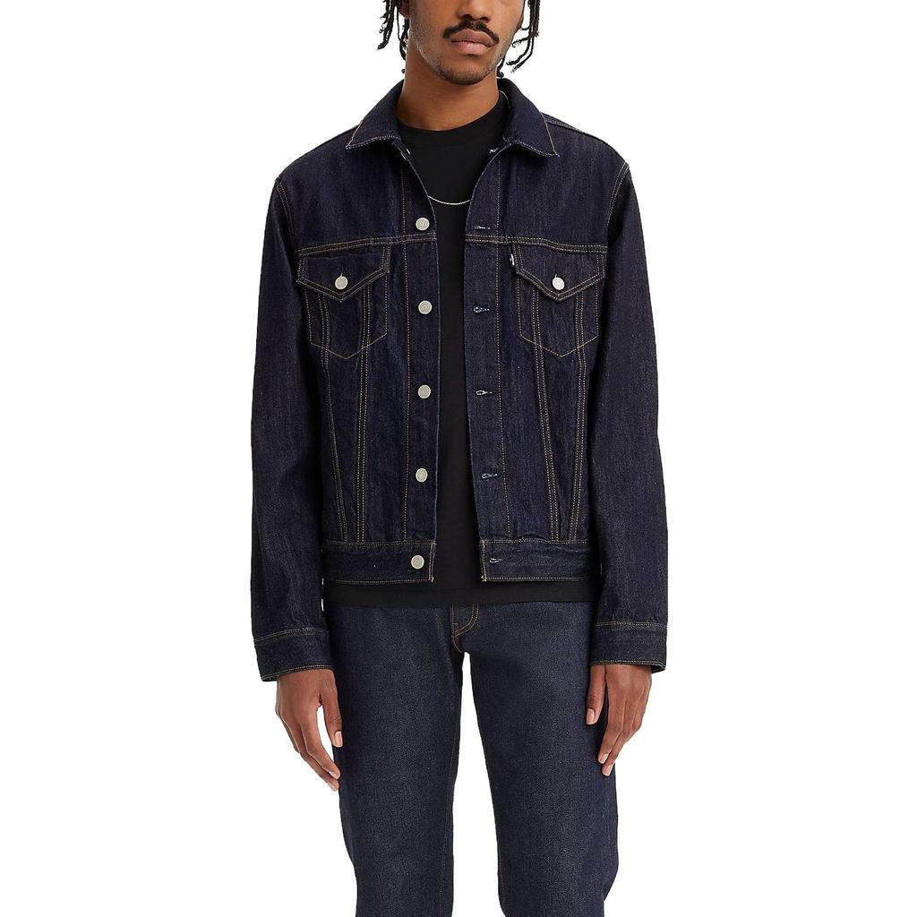 Levis Solid Color Square Neck Single Breasted Long Sleeve Jacket Men Jackets Dark-Blue A5883-0000
