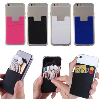 Solid Color Silicone Card Sleeve Earphones ID Credit Storage Phone Back Case
