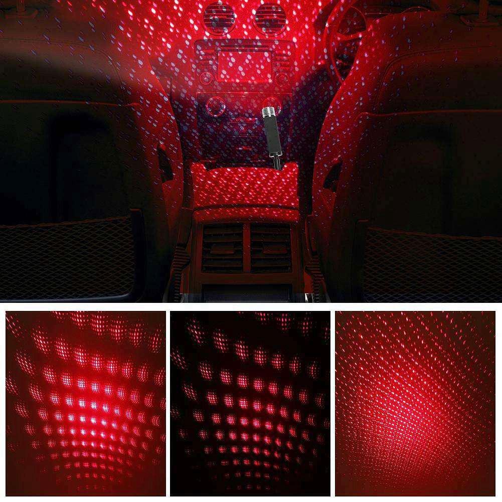 Mini USB LED Car Auto Atmosphere Projector Ceiling Star Red Light Lamp