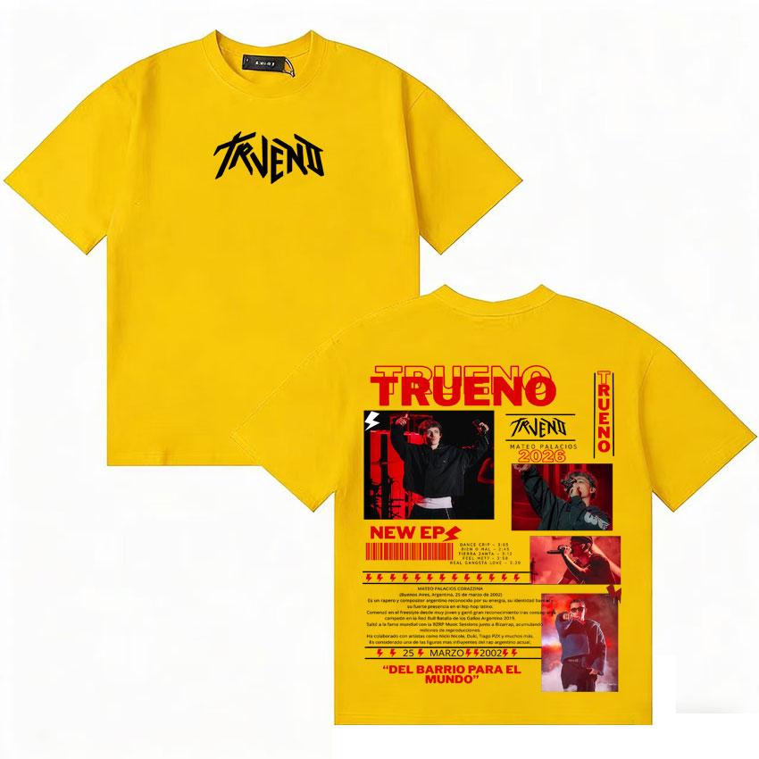 Rapper Trueno 2026 Tour Graphics Tshirt Unisexs Women Clothing Hip Hop Short Sleeve Tee Shirt Cotton Oversized Tshirts Streetwear