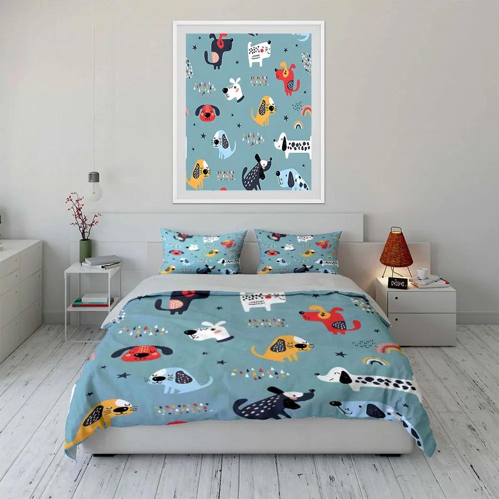 Cute Cartoon Dog Decor Set Soft Comfortable Duvet Cover Bedding Set Included 1*Duvet Cover & 2*Pillowcases gift