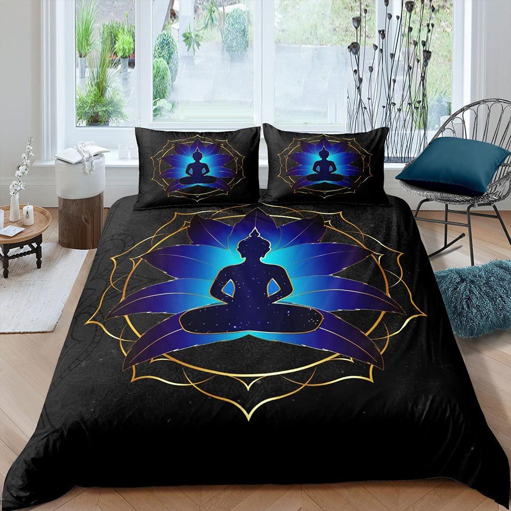 Bohemian King Queen Duvet Cover Yoga Comforter Cover Chakra Meditation Hamsa Eye Bedding Set Exotic Boho Polyester Quilt Cover
