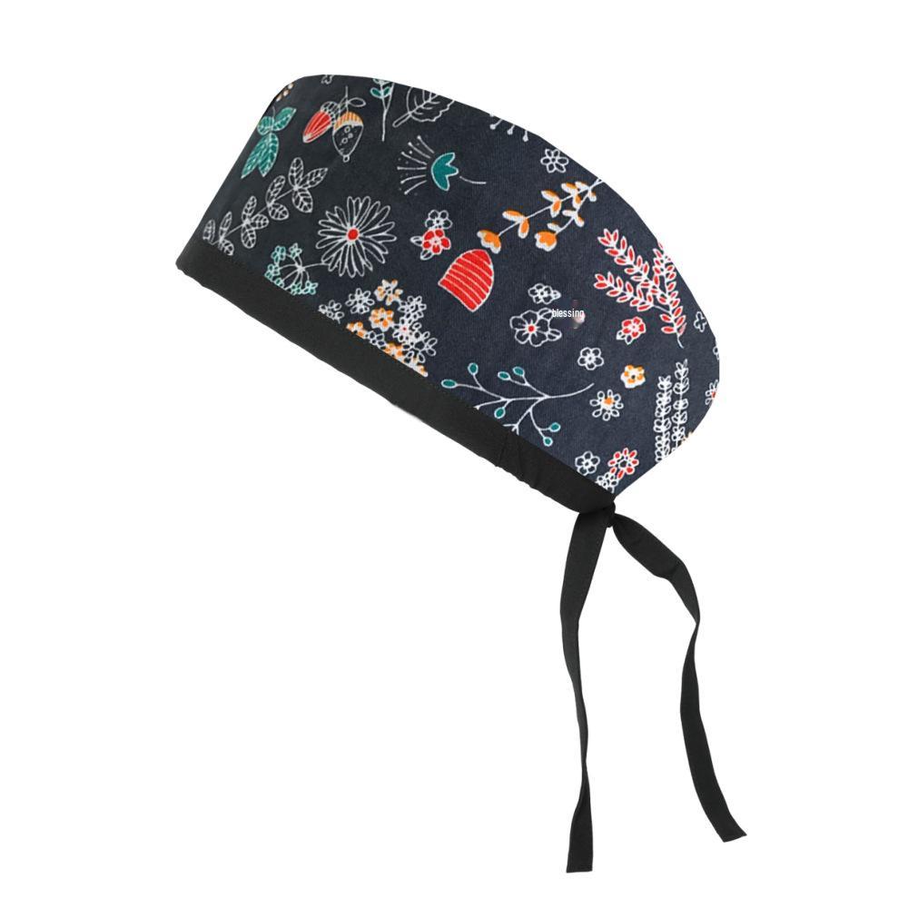Adjustable Cotton Surgical Cap with Cartoon Print for Women and Men