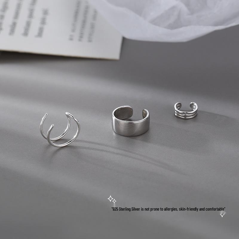 Women's Trendy Geometric No-Piercing Ear Cuff Set - Retro Korean Hip Hop Style Earrings