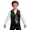 Boys Girls Sparkly Sequin Vest Contrast Lapel Collar Sleeveless Asymmetrical Waistcoat for Stage Performance Costume Tops