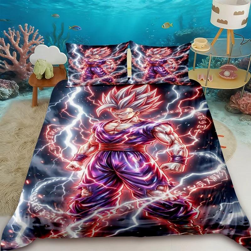 2/3 db Dragon Ball Paplanhuzat Goku Anime Rajzfilm Ágynemű Szett Paplanhuzat 2 Párnahuzattal Hálószoba Otthoni Dekoráció Ajándékok 90×200cm