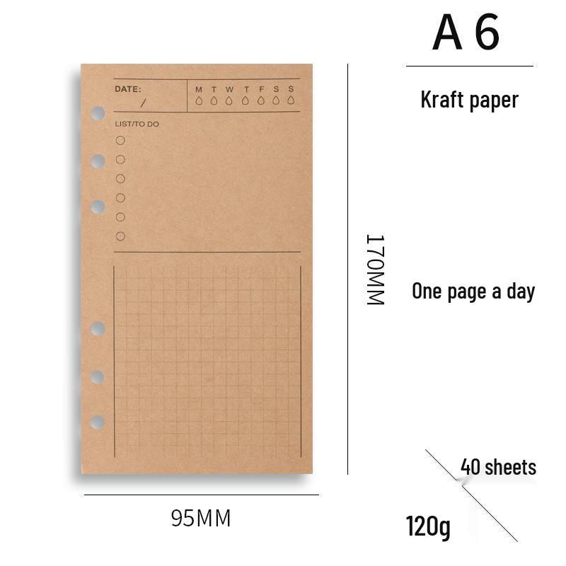 A6 Loose-Leaf Multi-Functional Planner: Daily/Weekly Plan & Accounting Inserts - Removable Inner Pages Replacement