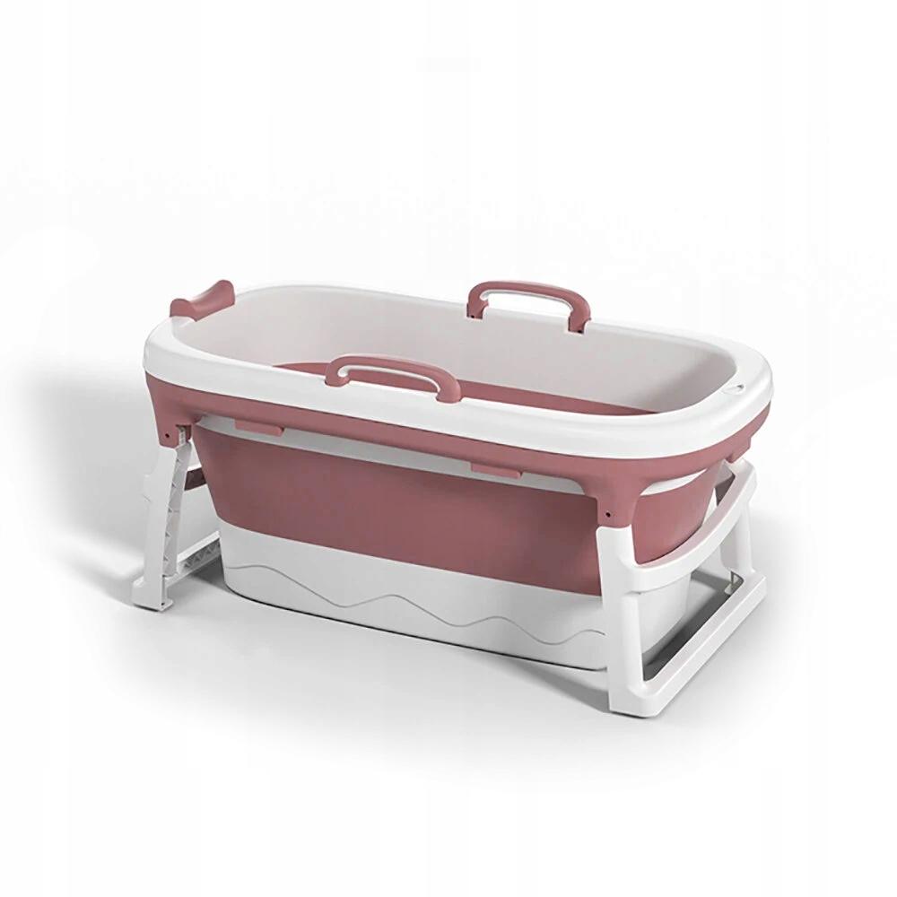 Wanna Składana Silikonowa Różowa Przenośna Kąpiel  Domowe Spa 110Cm