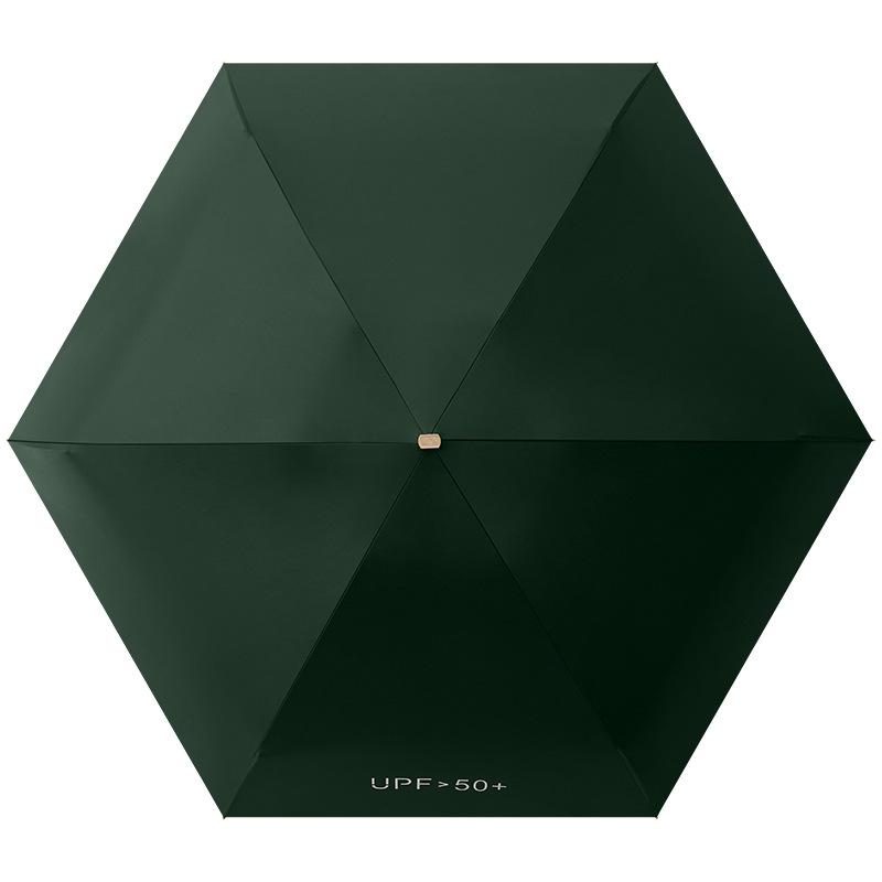 Compact Dual-Use Umbrella: Ultra-Light, Black Glue Sun Protection, Pocket-Sized, Portable, Mini Five-Fold Umbrella for Rain or Shine.