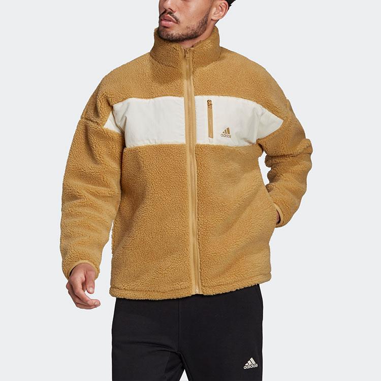 Adidas Logo Lässige Gespleißte Stehkragen Sportjacke Unisex Jacken Gelb HI1185