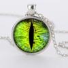 Vintage Red Cat Eye Necklace Dragon Eyes Photo Glass Cabochon Pendant Necklaces Women Men Jewelry