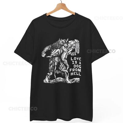 L'Amore è un Cane dall'Inferno T-Shirt Poesia di Charles Bukowski Maglietta Unisex Letteraria