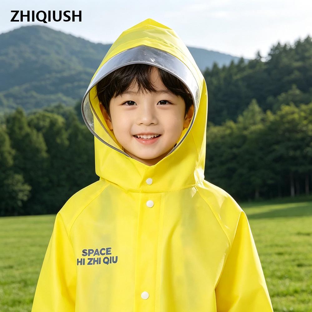 Children's Long Raincoat with Backpack Compartment for Primary School Students