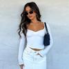 European and American Women's Clothing Summer New Sexy Fashion Slim and Thin Navel Solid Color Long-sleeved Top T-shirt
