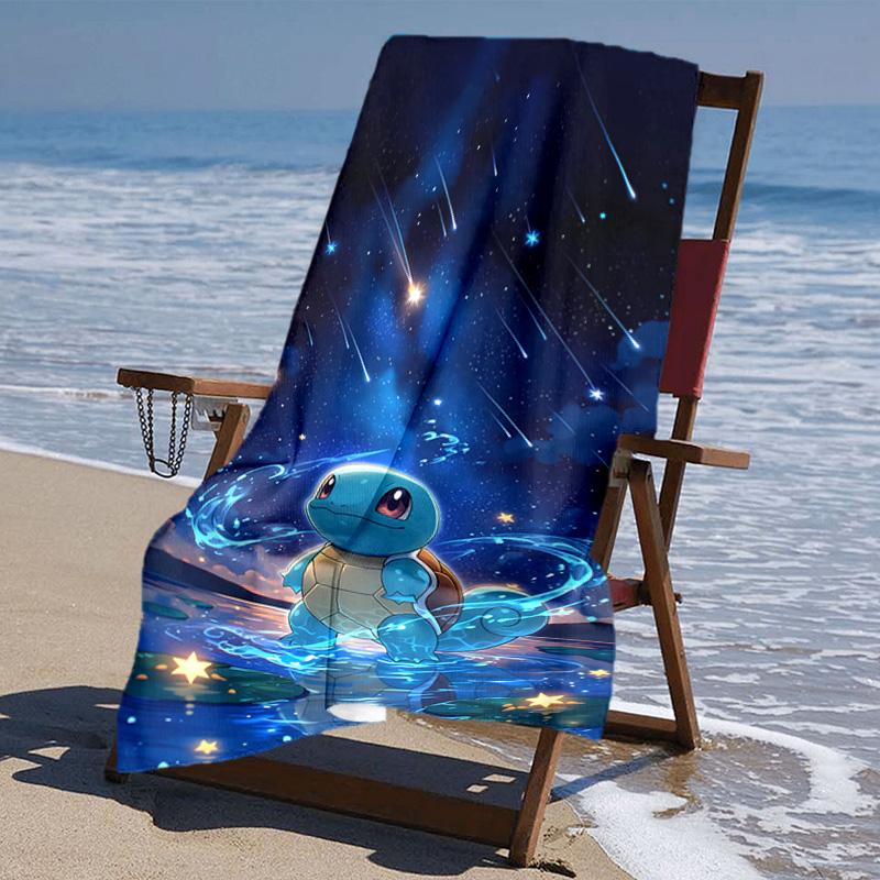 proof beach towel with Pokémon pattern - soft,absorbent,quick-drying,machine washable - perfect for swimming,camping,bathing