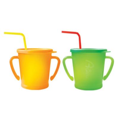 Agafura Magic Strohbecher für Kleinkinder 300ml, 2 Stück, orange, grün
