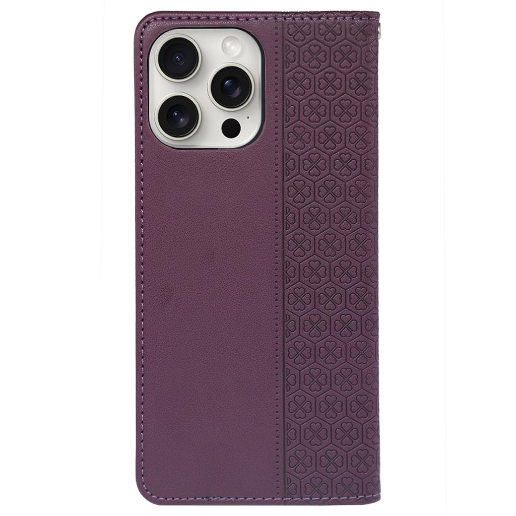 For iPhone 14 Pro Max Case Four-Leaf Clover Leather Wallet Phone Cover