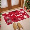 Flannel Thickness 0.47inch Snowflake Christmas Red Door Mat, Snowflake Absorbent Non-Slip Area Mat, Comfortable Floor Mats, Mach