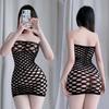 Plus Size Fishnet Lingerie Hollow Out Mesh See Through Babydoll Women's Sex Clothes  Pole Dance Night Club Bodycon Mini Dress