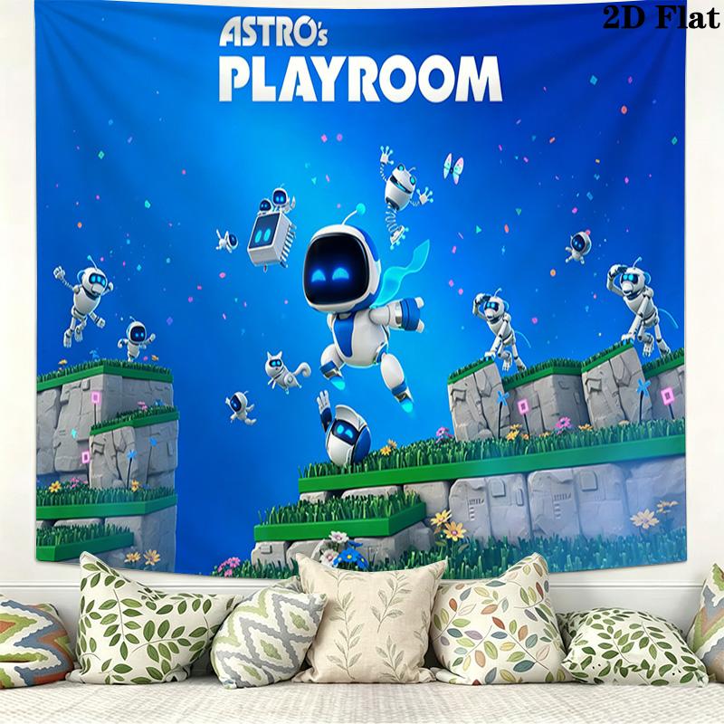 Astro Bot Wandteppich Ästhetische Wandbehang Bedruckter Stoffdecke Dekorative Wandteppiche für Schlafzimmer Wohnzimmer Heimdekoration