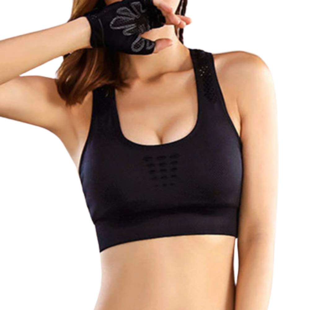 

OneHealth Sports Stretchy Athletic Bra for and Club Activities Bra, Yoga, Gym, Running, (Black, L) чёрный