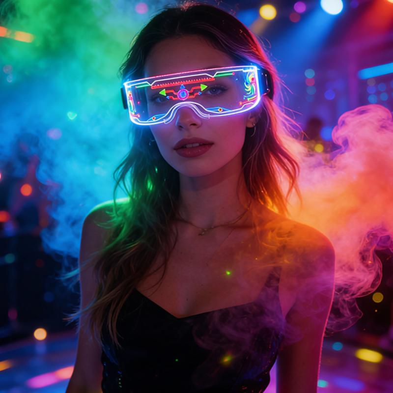 Occhiali Luminosi LED al Neon Freschi Occhiali Luminosi Lampeggianti Futuristi, Accessori Luminosi per Feste Bar per Eventi Notturni di Compleanno