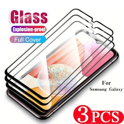3pcs vidro temperado para Samsung Galaxy A14 A13 A12 A24 A23 A33 A53 A54 A34 A73 A52 A72 5G A51 A71 M13 M23 M32 Protetor de tela protetora de cobertura completa
