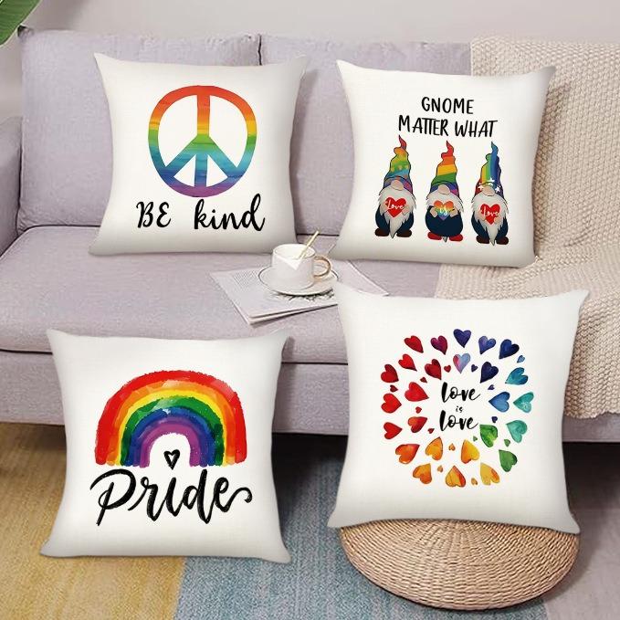 Artistic Rainbow Print Pattern Home Decor Pillowcase Bedroom Living Room Sofa Decoration Polyester Cushion Cover With Zipper