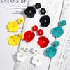 Double Layer Gold Metal Spray Flower Statement Drop Earrings For Women Party Fashion Jewelry Gift