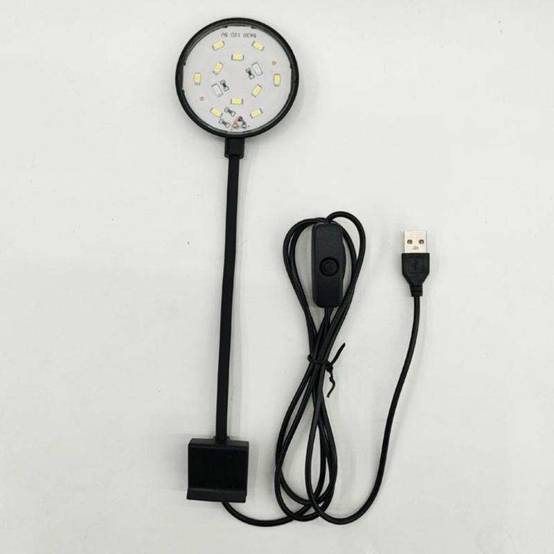 

USB Fish Tank Clip-on Light LED Beads Aquarium Light Clamp 360-Degree Adjustable White and Blue Lights Anti-Glare чорний