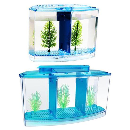 Multifunctional Acrylic Split Fish Tank Breed Box with LED Light Imitation Plant