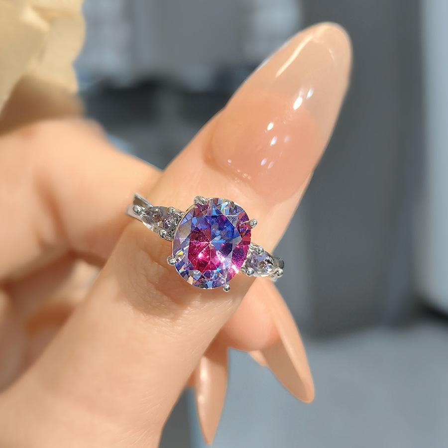 Mode Leichter Luxus Paraiba Halskettenanhänger Hochkohlenstoff-Diamantbesetzt Turmalfarbe Diamant-Steckohrringe Bunter Diamant Öffnungsring