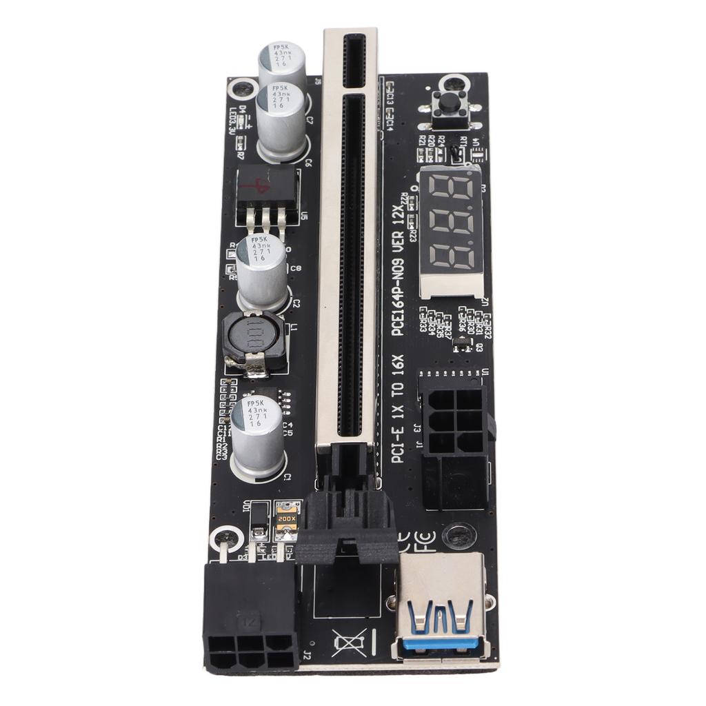 PCI E Adapter Card Temperature Display PCI E Riser Board Card with 1X Adapter 1x to 16x Extension