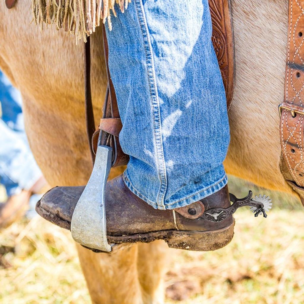 1 Pair Western Horse Spurs Equestrian Classic Western-style Horse Riding Boot Spurs with Wheel for Equestrian Training Riders