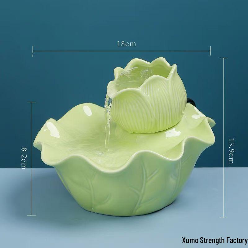 Ceramic Automatic Pet Water Fountain - Dynamic Circulating Bowl for Cats and Dogs, No Plug-in Required