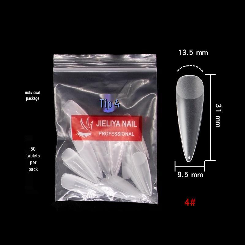 Frosted Pointed Trapezoidal False Nail Tips - Easy Stick-On, No Filing Needed.