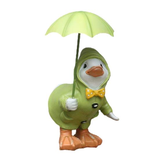 Hand-crafted Duck Statue Artistic Resin Adding Vitality Raincoat Duck Figurine Garden Supplies