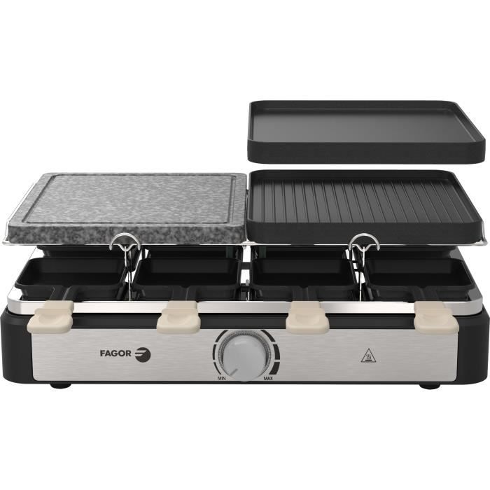 Appareil à raclette FAGOR - FGRG8 - Pierre de cuisson - Jusqu'à 8 personnes - Thermostat réglable - 1400W