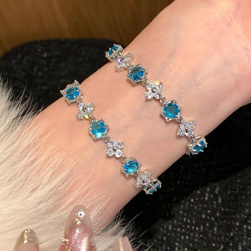 Floral Zircon Stone Womens Bracelet With Copper Material For Elegant Summer Fashion