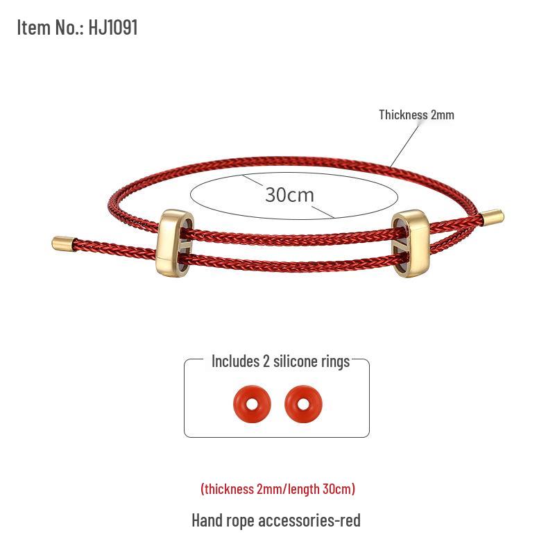 

3D Золотой Браслет из Красного и Черного Миланского Шнура с Бусинами для Пар - DIY Дизайн из Титановой Стали