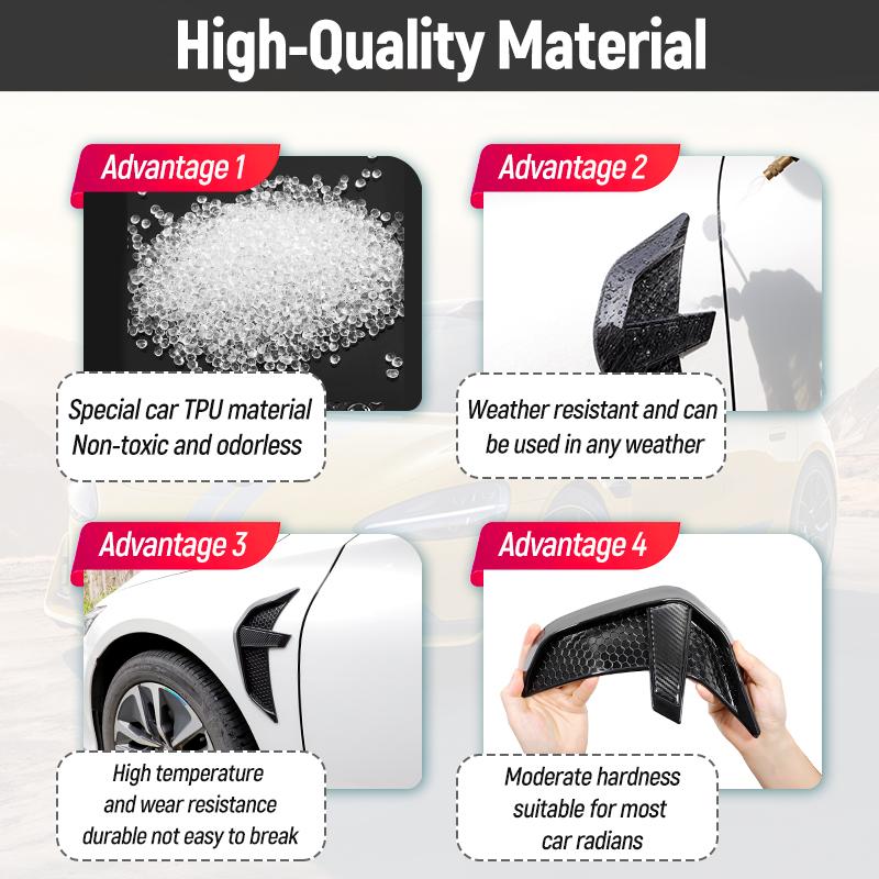 Car Side Air Fender Intake Vent Spoiler Cover Black TPU Shark Gilles Trim Universal Carbon Fiber Pattern Car Side Exterior Accessories