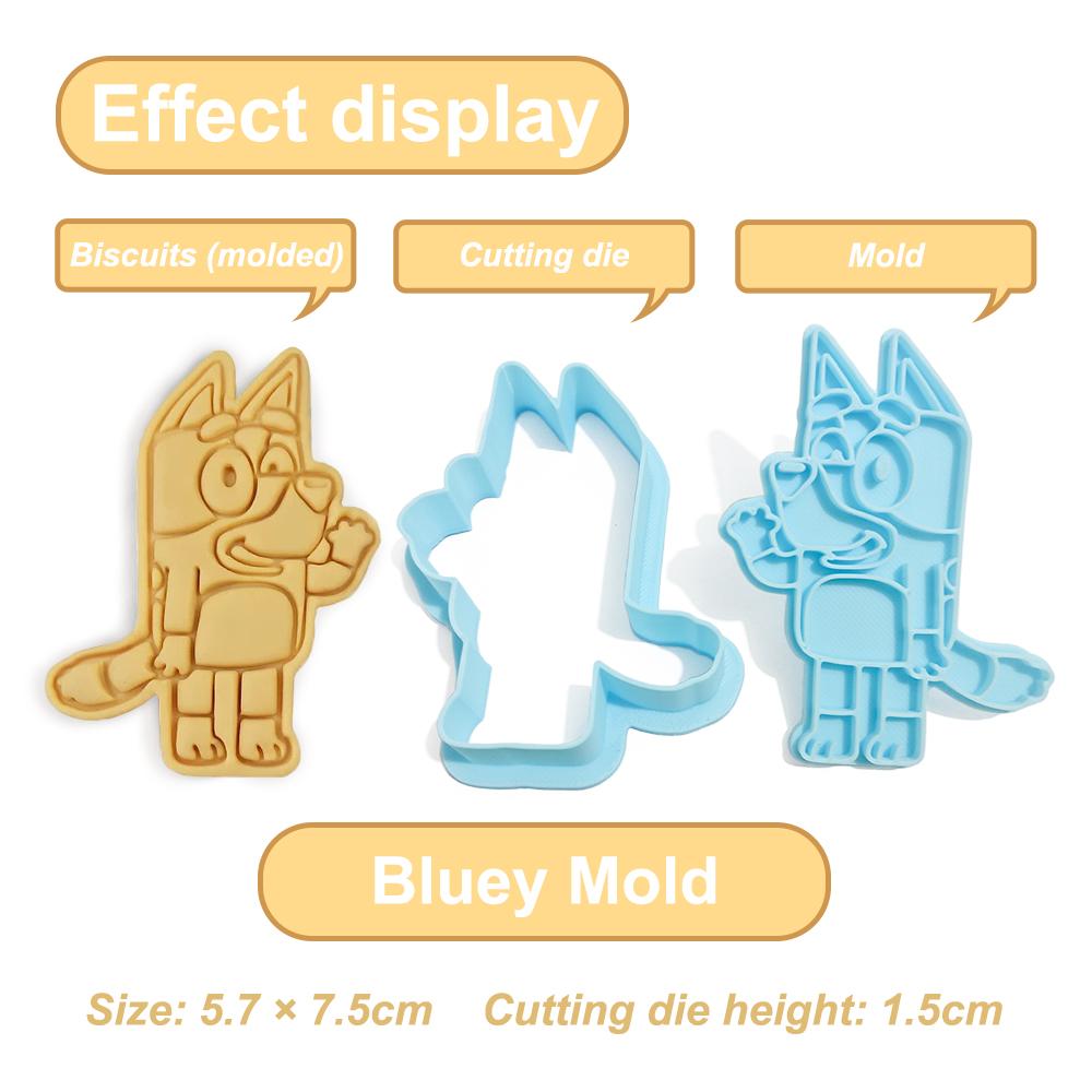 Bluey Bingo Niedliche Ausstecher Kunststoff 3D Cartoon Pressbare Keksform Keksstempel Küche Backen Gebäck Backzubehör