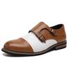 Fashion Premium 2025 Men's Big Size 38-48 Two Strap Buckle Shoes Color Contrast Leather Business Casual Comfortable Lace-Up Formal Shoes