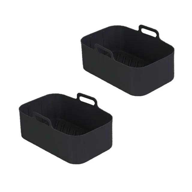 1/2Pcs Air Fryer Silicone Pot Basket Tray Fried Baking Pan Insert Dish Accessory Rectangle Dual Basket For Ninja DZ201 Air Fryer