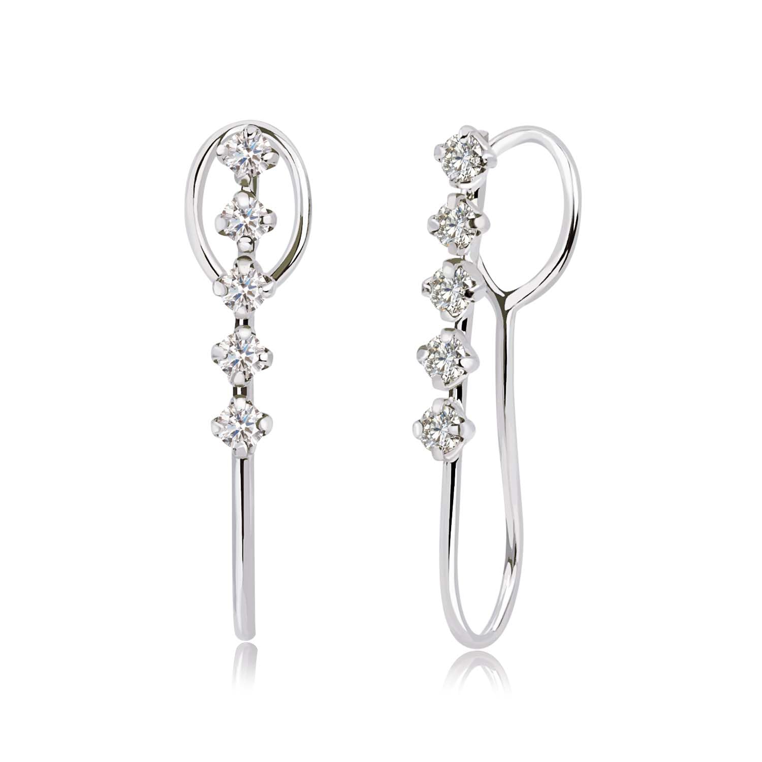

LARA Christie Diamond Ear Cuff Earrings Binaural Diamond 10 Stones Total PT900 [Lara Christie] 0.14ct le56-0004-pt платиновий
