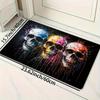 Artistic Skull Design Doormat, Polyester Non-Slip Machine Washable Rug for Entryway Living Room Bedroom Kitchen Decor