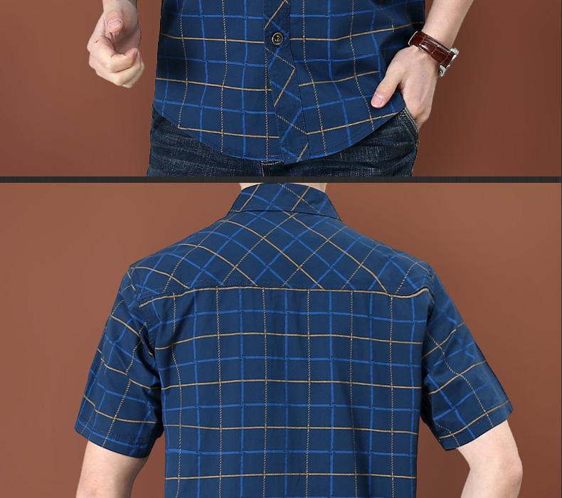 Men's 2023 Summer Plaid Short Sleeve Loose Cotton Shirt - Plus Size Casual Wear