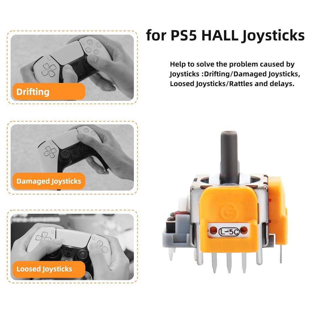 8Pcs Hall Effect Joysticks Replacement for DualSense PS5 Controller, 3D Analog Sticks Sensor Module for Playstation 5 Repair Parts Accessories