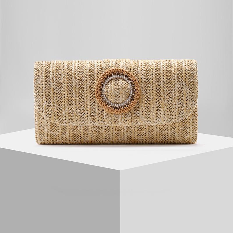 

Xiyin s new temperament straw woven dinner bag evening bag women s hand bag retro light luxury золотой